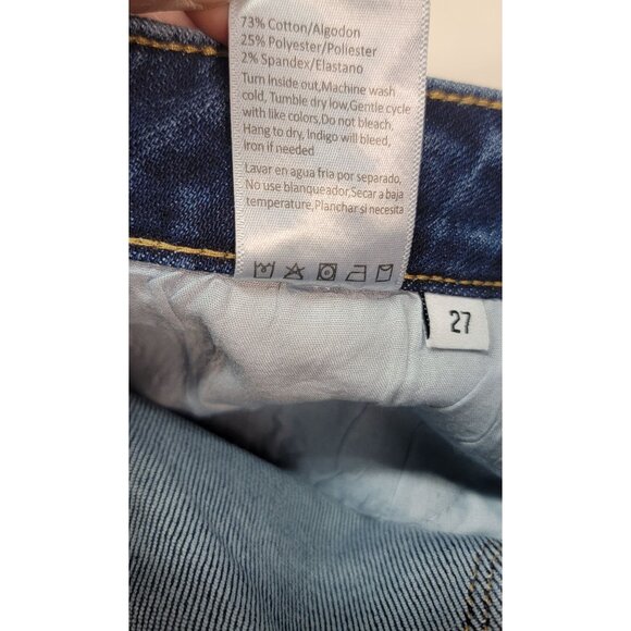 Bayeas Jeans Mid Rise Cross Over Button Straight Leg Denim Womens Size 27 NEW - Picture 7 of 11